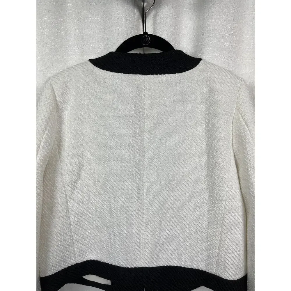 J.Crew White&Black Long Sleeve Button Front Tweed Lady Jacket Sz.10